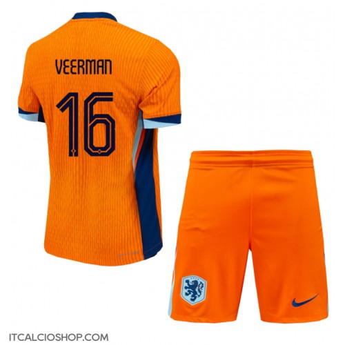 Olanda Joey Veerman #16 Prima Maglia Bambino Europei 2024 Manica Corta (+ Pantaloni corti)